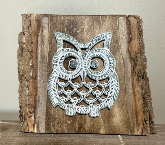 Owl on Natural Edge Wood, Hanger